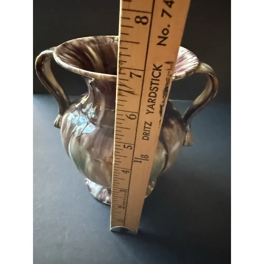 Vintage JASBA KERAMIK German Pottery Vase 1930s Drip Glaze Brown Handcrafted